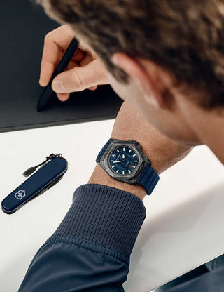 Angle shot of Victorinox 242022.1 Blue Unisex Watch on white background