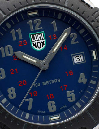 Angle shot of Luminox X2.2134 Blue Dial Silver Stainless Steel Unisex Watch on white background