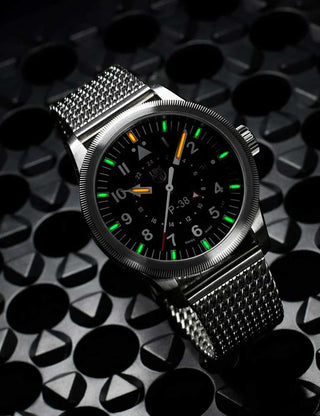 Angle shot of Luminox XA.9522 Black Dial Silver Stainless Steel Unisex Watch on white background