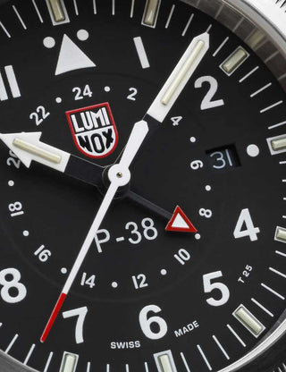 Angle shot of Luminox XA.9522 Black Dial Silver Stainless Steel Unisex Watch on white background