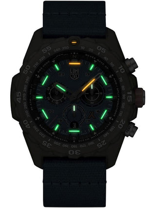 Angle shot of Luminox Chronograph XB.3743.ECO Blue Plastic Unisex Watch on white background