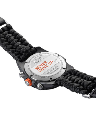 Angle shot of Luminox Chronograph XB.3797.KM Green Dial Black Textile Unisex Watch on white background