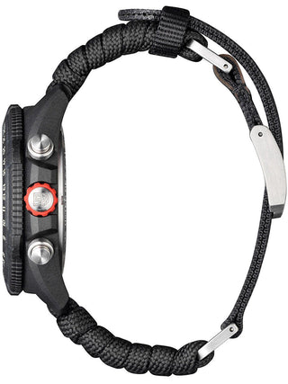 Angle shot of Luminox Chronograph XB.3797.KM Green Dial Black Textile Unisex Watch on white background
