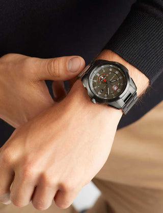 Angle shot of Luminox XL.1768 Green Dial Grey Stainless Steel Unisex Watch on white background