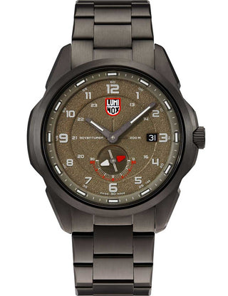 Front view of Luminox XL.1768 Green Dial Grey Stainless Steel Unisex Watch on white background