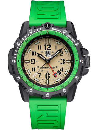 Angle shot of Luminox XL.3337 Green Strap Unisex Watch on white background