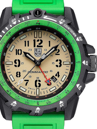 Front view of Luminox XL.3337 Green Strap Unisex Watch on white background