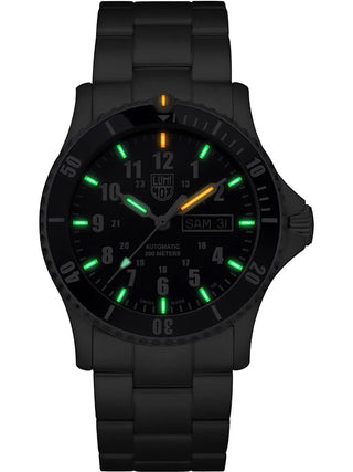 Angle shot of Luminox XS.0924 Blue Dial Silver Stainless Steel Unisex Watch on white background