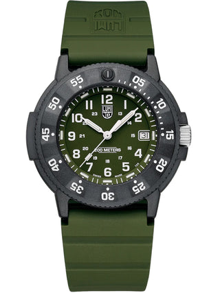 Front view of Luminox XS.3013.EVO.S Green Unisex Watch on white background