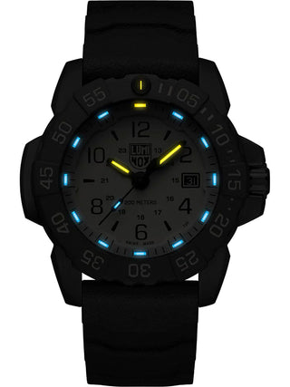 Angle shot of Luminox XS.3251.CBNSF.SET Black Strap Unisex Watch on white background