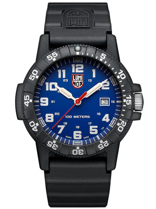 Angle shot of Luminox XS.0323.L Blue Dial Black Silicone Unisex Watch on white background