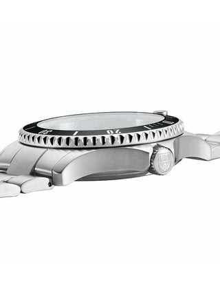 Angle shot of Luminox XS.0921.M Black Dial Silver Stainless Steel Unisex Watch on white background