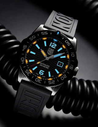 Angle shot of Luminox XS.3101 Black Stainless Steel Unisex Watch on white background