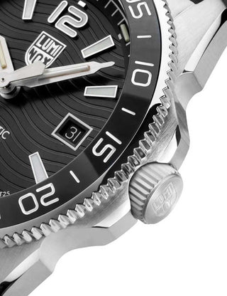 Angle shot of Luminox XS.3101 Black Stainless Steel Unisex Watch on white background