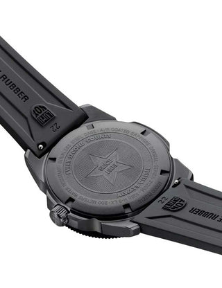 Angle shot of Luminox XS.3127M White Dial Black Strap Unisex Watch on white background