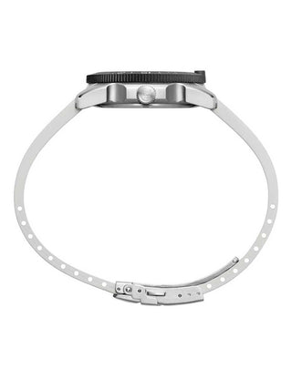 Angle shot of Luminox XS.3128M.SET Mother Of Pearl Dial Pink Strap Unisex Watch on white background