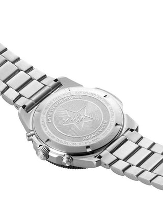 Angle shot of Luminox Chronograph XS.3144 Blue Dial Silver Stainless Steel Unisex Watch on white background
