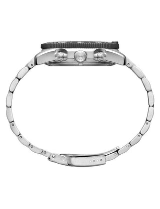 Angle shot of Luminox Chronograph XS.3144 Blue Dial Silver Stainless Steel Unisex Watch on white background