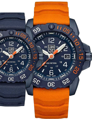 Front view of Luminox XS.3253.CBNSF.SET Blue Dial Unisex Watch on white background