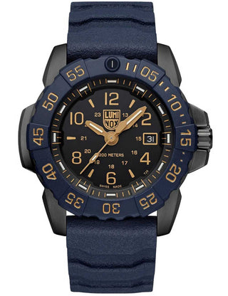 Front view of Luminox XS.3255.CB.NSF Black Dial Blue Strap Unisex Watch on white background