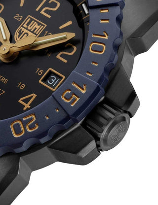 Angle shot of Luminox XS.3255.CB.NSF Black Dial Blue Strap Unisex Watch on white background