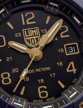 Angle shot of Luminox XS.3255.CB.NSF Black Dial Blue Strap Unisex Watch on white background