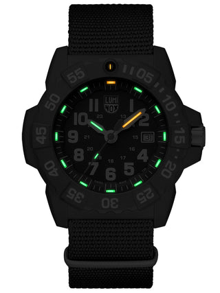 Angle shot of Luminox XS.3503.ND Blue Nylon Unisex Watch on white background