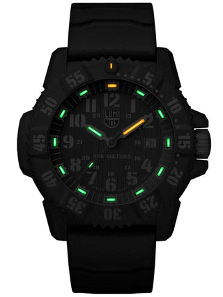 Angle shot of Luminox XS.3801.L Black Silicone Unisex Watch on white background