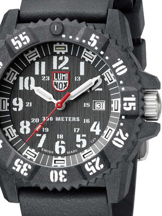 Front view of Luminox XS.3801.L Black Silicone Unisex Watch on white background