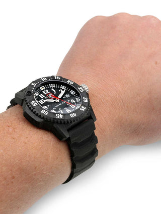 Angle shot of Luminox XS.3801.L Black Silicone Unisex Watch on white background
