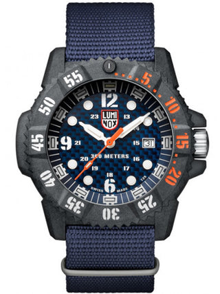 Front view of Luminox XS.3803.C Blue Textile Unisex Watch on white background