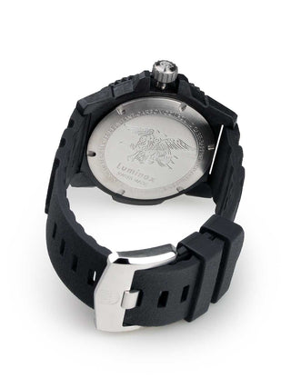 Angle shot of Luminox XS.3813.L Green Dial Black Silicone Unisex Watch on white background