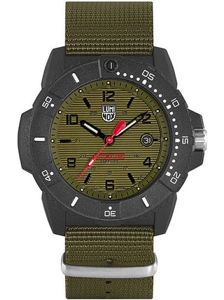 Angle shot of Luminox XS.3617.SET Green Textile Unisex Watch on white background