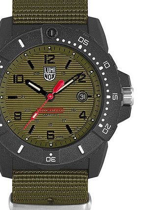 Front view of Luminox XS.3617.SET Green Textile Unisex Watch on white background