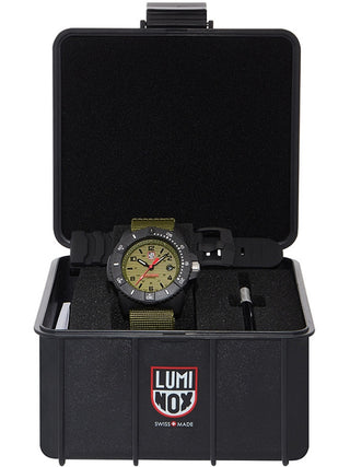 Angle shot of Luminox XS.3617.SET Green Textile Unisex Watch on white background