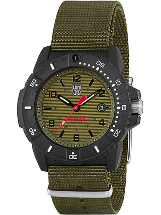 Angle shot of Luminox XS.3617.SET Green Textile Unisex Watch on white background