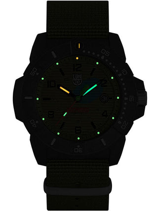 Angle shot of Luminox XS.3617.SET Green Textile Unisex Watch on white background