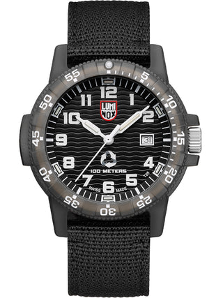 Angle shot of Luminox XS.0321.ECO Black Textile Unisex Watch on white background