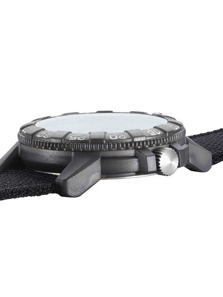 Angle shot of Luminox XS.0321.ECO Black Textile Unisex Watch on white background