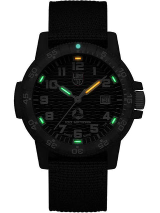 Angle shot of Luminox XS.8903.ECO Blue Plastic Unisex Watch on white background